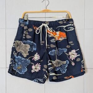 Urban Outfitters koi fish & lotus flower swim trunks - 5" inseam